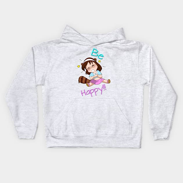 ´Tanuki Girl Happy Kids Hoodie by Reenave